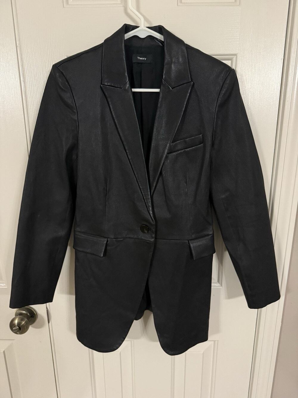 Theory Black Leather Etienette Blazer Lamb Leather 6